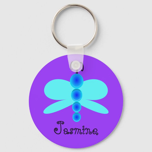 Personalized Name Pretty Blue Butterfly Keychain (Front)