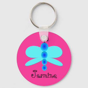 Personalized Name Pretty Blue Butterfly Keychain