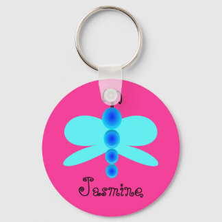 Personalized Name Pretty Blue Butterfly Keychain
