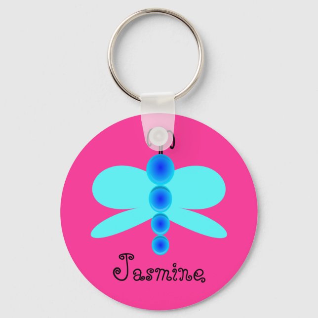 Personalized Name Pretty Blue Butterfly Keychain (Front)