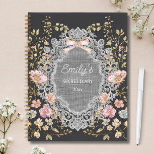 Personalized Name Pretty Vintage Floral Diary Notebook