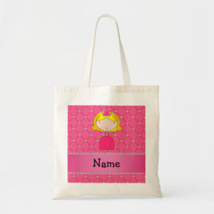 Personalized name princess pink diamonds tote bag