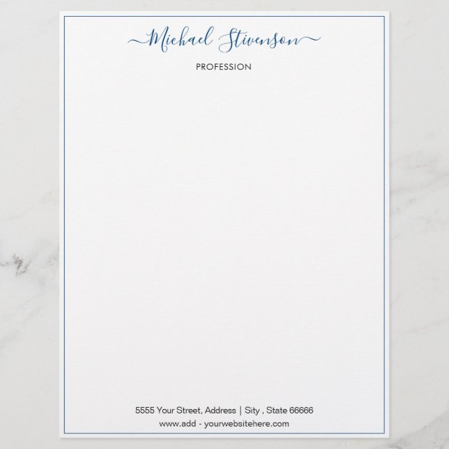 Personalized Name Profession Address Letterhead (Front)