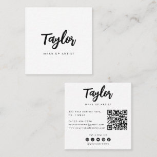 Personalized Name Profession Social Media QR Code Square Business Card