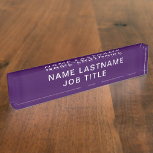 Personalized Name Professional Elegant Dark Purple Nameplate