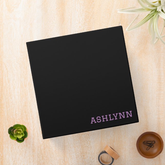 Personalized Name Purple and Black Binder (In Situ)