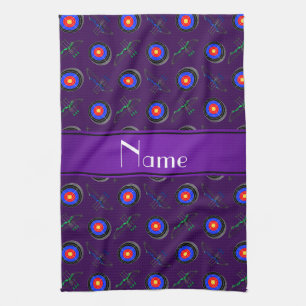 Personalized name purple archery kitchen towel