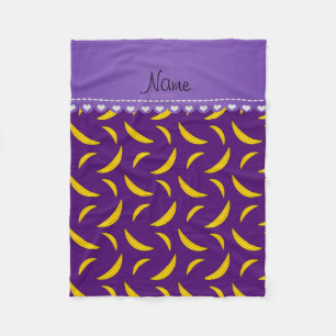 Personalized name purple bananas fleece blanket