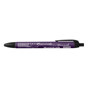 Personalized Name Purple Black Ink Pen