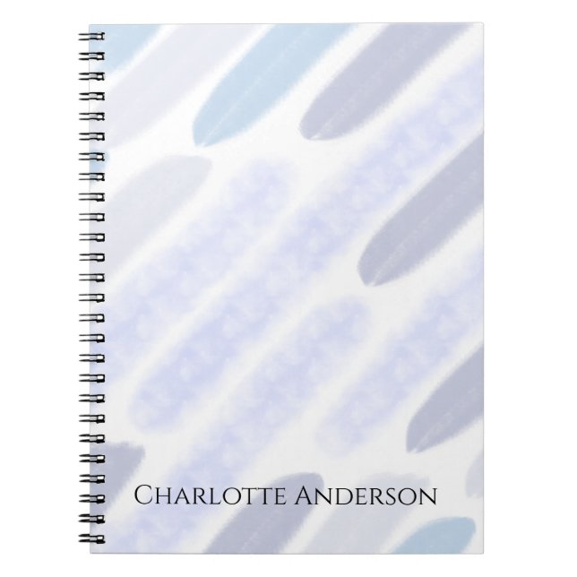 Personalized Name Purple Blue Stripe Notebook (Front)