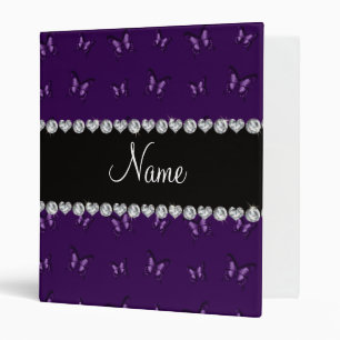Personalized name purple butterfly pattern binder