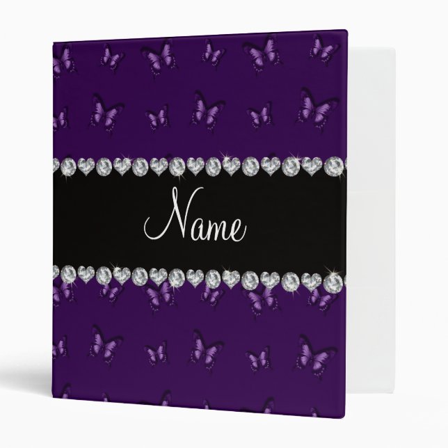 Personalized name purple butterfly pattern binder (Front/Inside)