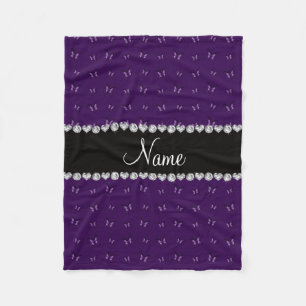 Personalized name purple butterfly pattern fleece blanket
