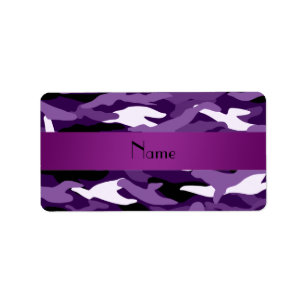 Personalized name purple camouflage label