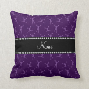 Personalized name purple cheerleader pattern throw pillow