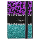 Personalized name purple cheetah turquoise glitter