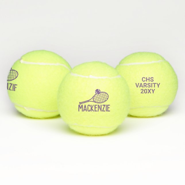 Personalized Name Purple Custom Tennis Balls (Multi)