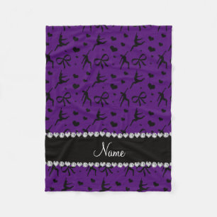 Personalized name purple dancing hearts bows fleece blanket