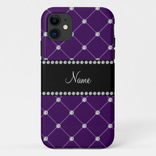 Personalized name Purple diamonds iPhone 11 Case