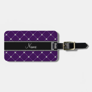 Personalized name Purple diamonds Luggage Tag