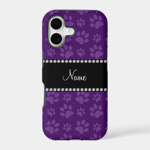 Personalized name purple dog paw prints
