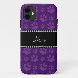 Personalized name purple dog paw prints iPhone 11 case