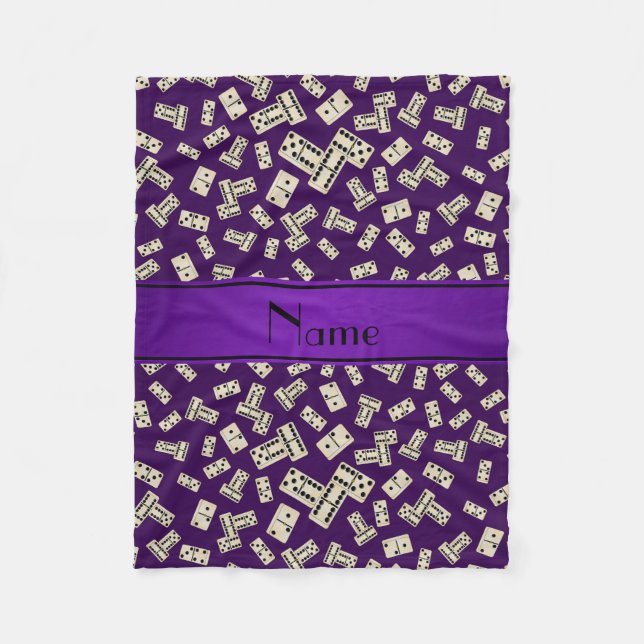 Personalized name purple dominos fleece blanket (Front)