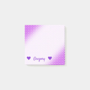 Personalized Name + Purple Dots/Circles Pattern Post-it Notes