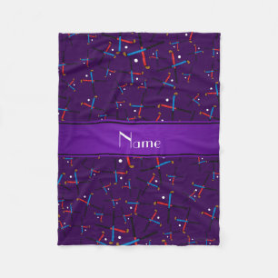 Personalized name purple field hockey fleece blanket