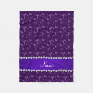 Personalized name purple figure skating fleece blanket
