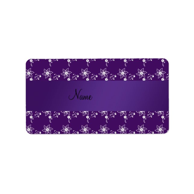 Personalized name purple flowers label (Front)