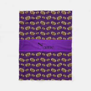Personalized name purple footballs fleece blanket