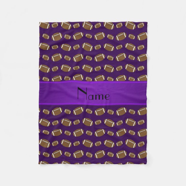 Personalized name purple footballs fleece blanket (Front)