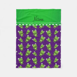 Personalized name purple frogs fleece blanket