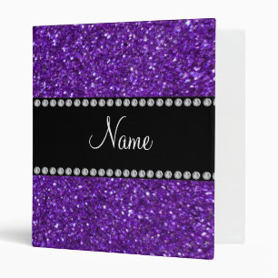 Personalized name purple glitter binder