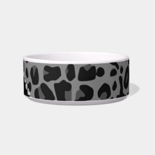 Personalized name purple glitter black leopard bowl
