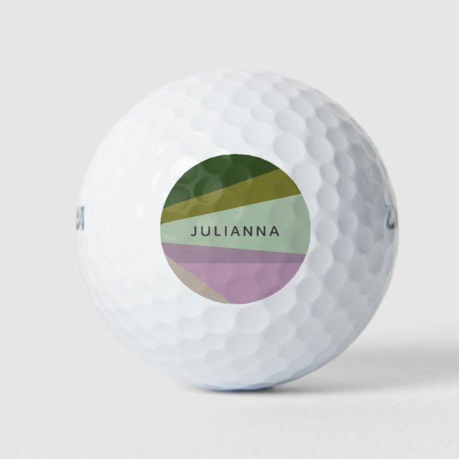Personalized Name Purple Green Unique Golfer Gift  Golf Balls (Front)