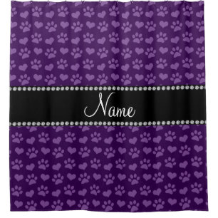 Personalized name purple hearts and paw prints