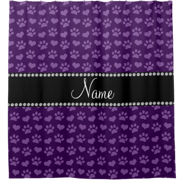 Personalized name purple hearts and paw prints (Front)