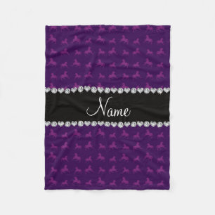 Personalized name purple horse pattern fleece blanket