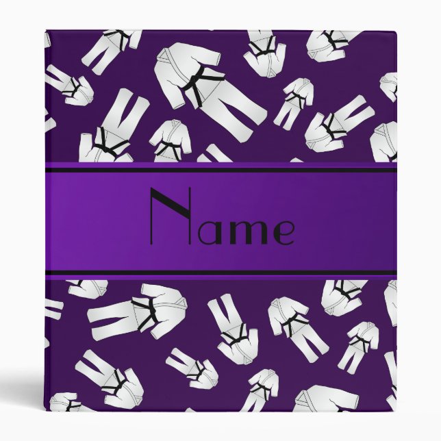 Personalized name purple karate pattern binder (Front)