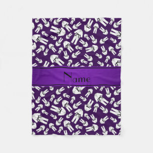 Personalized name purple karate pattern fleece blanket