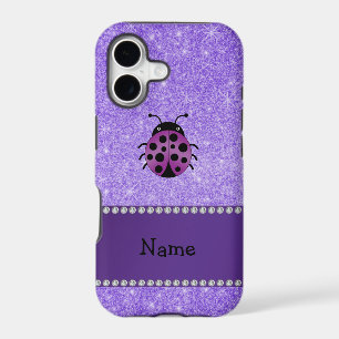 Personalized name purple ladybug purple glitter