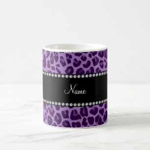 Personalized name purple leopard pattern coffee mug