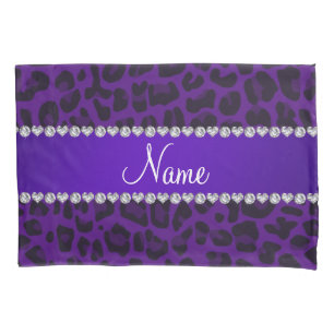 Personalized name purple leopard pattern pillowcase