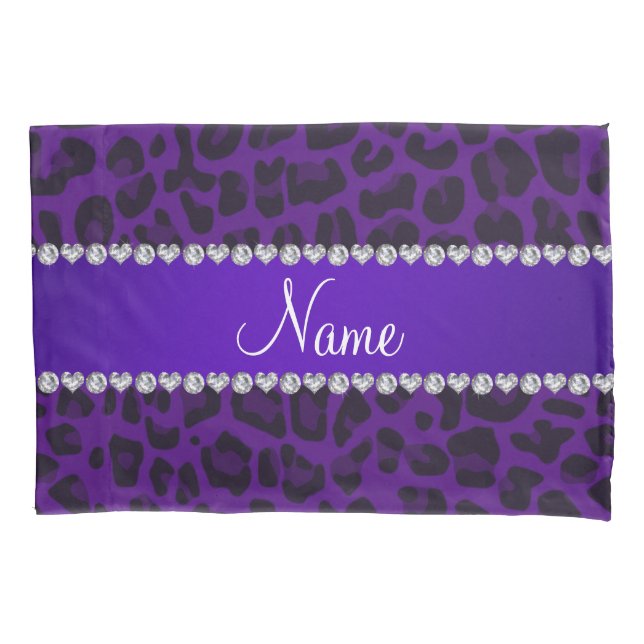 Personalized name purple leopard pattern pillowcase (Front)