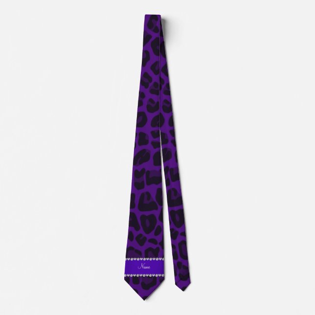Personalized name purple leopard pattern tie (Front)