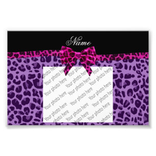 Personalized name purple leopard print pink bow