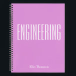Personalized Name Purple Lilac Engineering Student Notebook<br><div class="desc">Designed for students and professionals, this personalized engineering notebook features a sleek lilac background with bold typography. Perfect for taking notes, solving equations, and organizing ideas, this modern notebook makes a stylish and functional gift for future engineers, STEM students, and professionals who love a pop of colour in their study...</div>