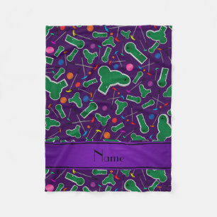 Personalized name purple mini golf fleece blanket